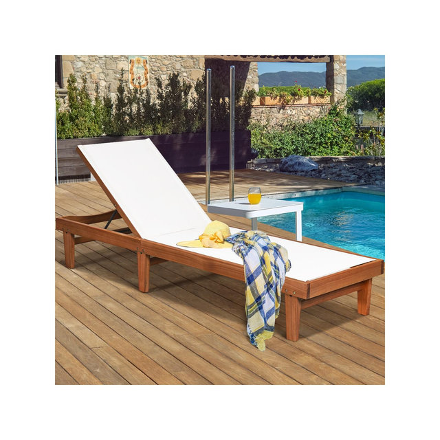 Costway Patio Lounge Chair with 5-Postion Adjustable Backrest and Quick-Drying Fabric