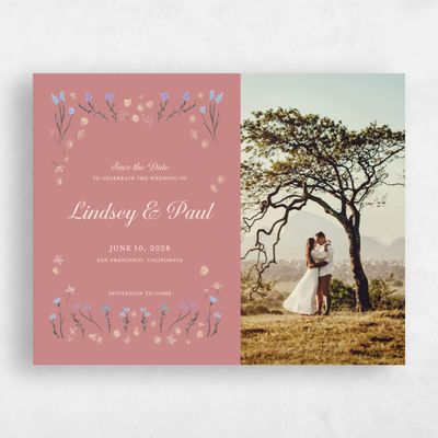 Coral, Pink Wedding Save the Date - Harebell Photo