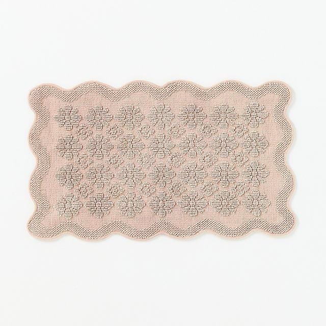 Benni Hand-Woven Floral Wavy Border Bathmat
