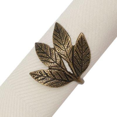 Rustic Leaves Napkin Ring in Gold