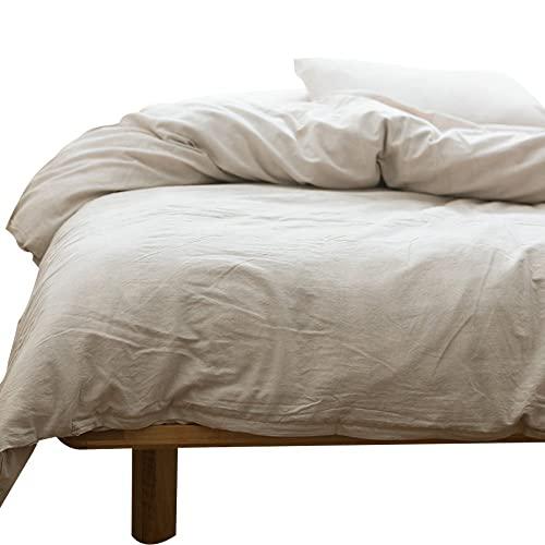 MKXI Solid Beige Elegant Comforter/Quilt Cover Cotton Bedroom Collection Grayish Duvet Cover Set King Size
