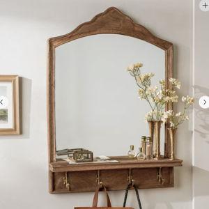 Oversized James Mirror with Hooks and Shelf