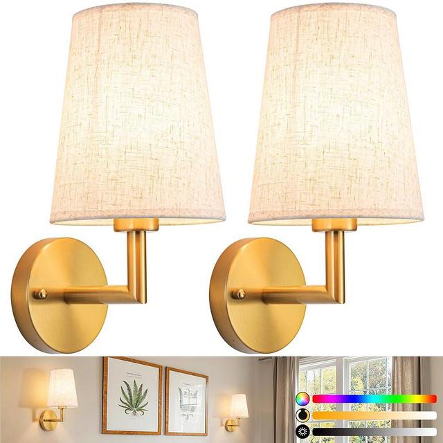 Wall Sconce Battery Operated Wall Light Fixure with Remote Control, Dimmable Battery Operated Wall Sconces Set Of Two, Indoor Wireless Wall Mounted Lamp with Rechargable Bulb For Bedroom Living Room (