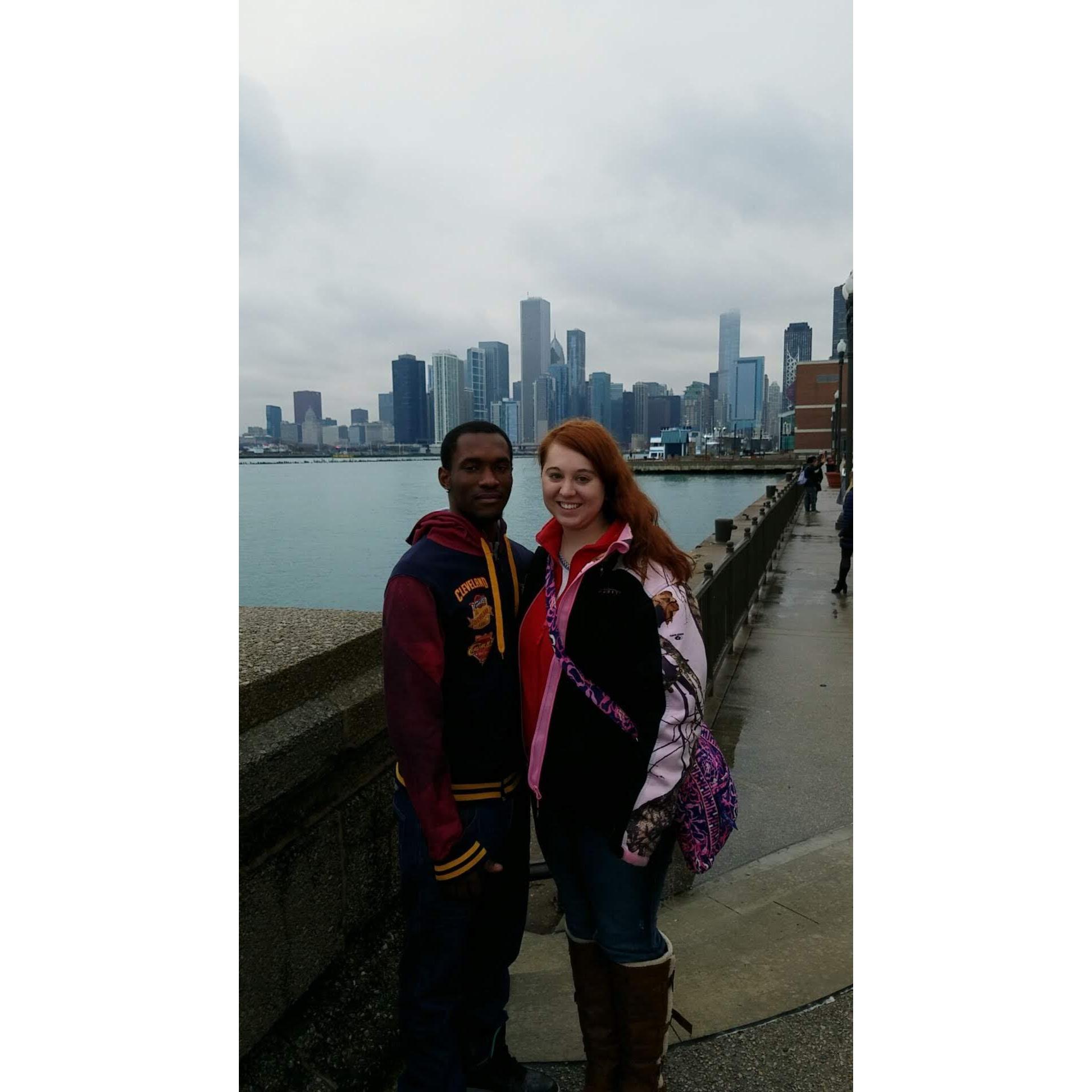 My first trip to Navy Pier. It was just a little chilly.