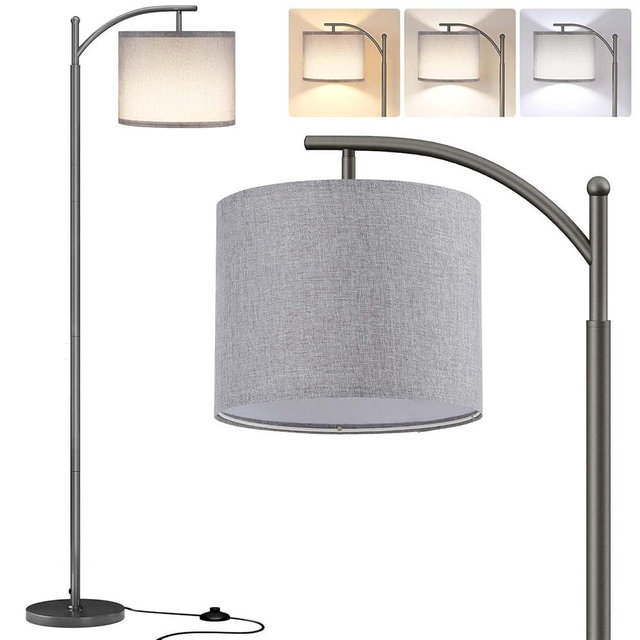 SUNMORY Arc Floor Lamp,Modern Floor Lamp with 9W 3 Color Temperatures Bulb,Metal Standing Lamps with Adjustable Hanging Lampshade,Tall Floor Lamps for Living Room,Bedroom,Office