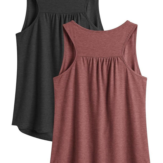 PINSPARK Workout Tops for Women Racerback Tank Tops Sleeveless Athletic Running Shirts Lightweight Yoga Gym Tank,2 Pack S-3XL