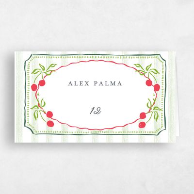 Cherry, Green Wedding Place Card - Jardine