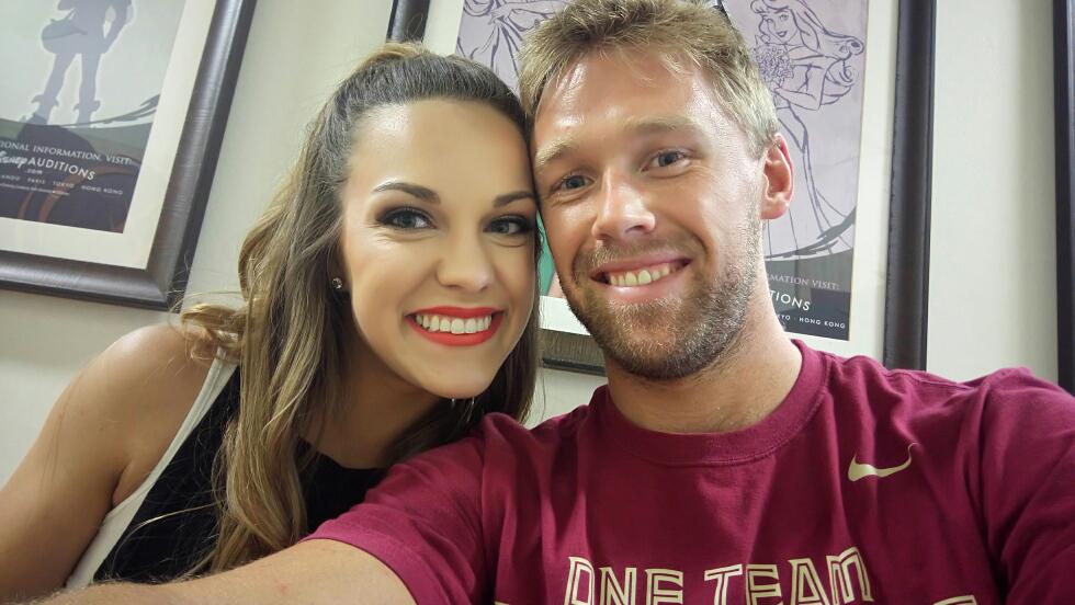 Jared waited in the lobby for Kierstin at one of her many Disney dance auditions