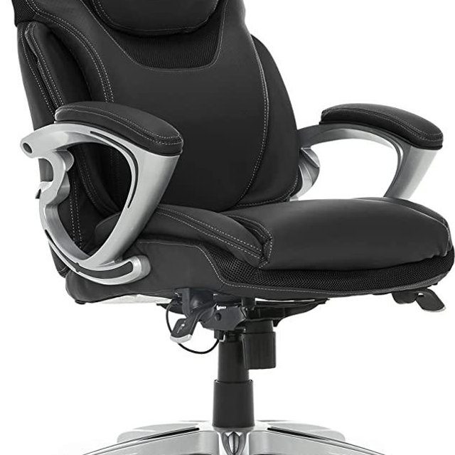 Serta AIR Health and Wellness Executive Office Chair, High Back Big and Tall Ergonomic for Lumber Support Task Swivel, Bonded Leather, Black