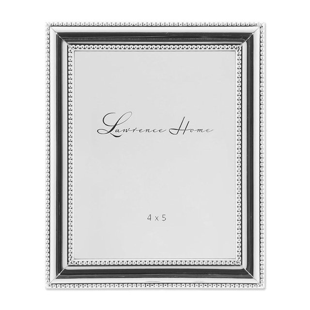 Lawrence Frames 510745 Metal Picture Frame Silver-Plate with Delicate Beading, 4 by 5-Inch, Silver