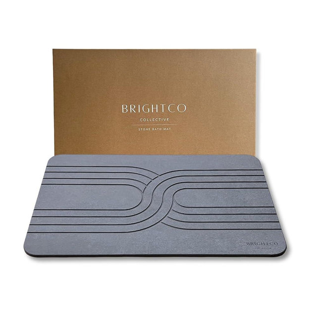 BrightCo Collective Quick Dry Stone Bath Mat – Diatomaceous Earth Foot Pad, Super Absorbent Hard Shower Rug – Modern Anti-Slip Design for Bathroom Floor, 23.6x15.3in, Deep Charcoal – The Nexus