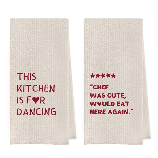 Geqtt Funny Kitchen Dish Towel - Trendy Waffle Weave Kitchen Towels, Funny Dish Towels with Sayings Hand Tea Towel, Housewarming Gift (16×24 Inches Set of 2)