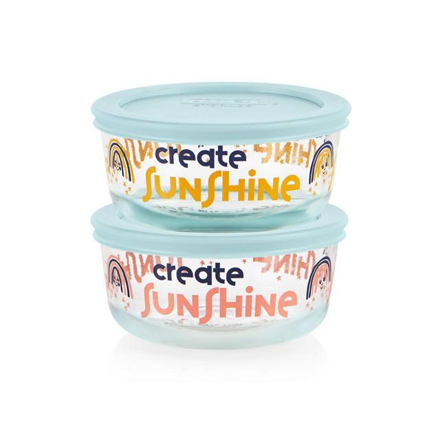 Pyrex 4pc 2 Cup Round Glass Food Storage Value Pack - Create Sunshine