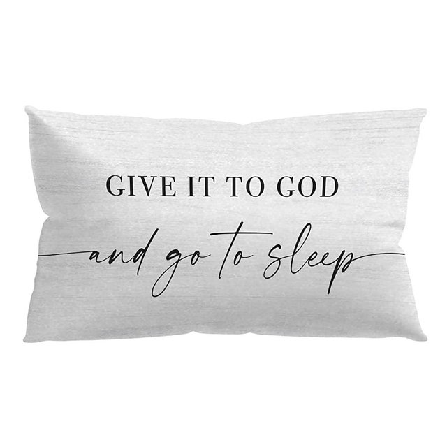 Knibeo Give It to God and Go to Sleep Farmhouse Bedroom Religious Throw Pillow Cover,12'' x 20'' Inch Pillow Case,Christian Gifts,Home Bedroom Decor