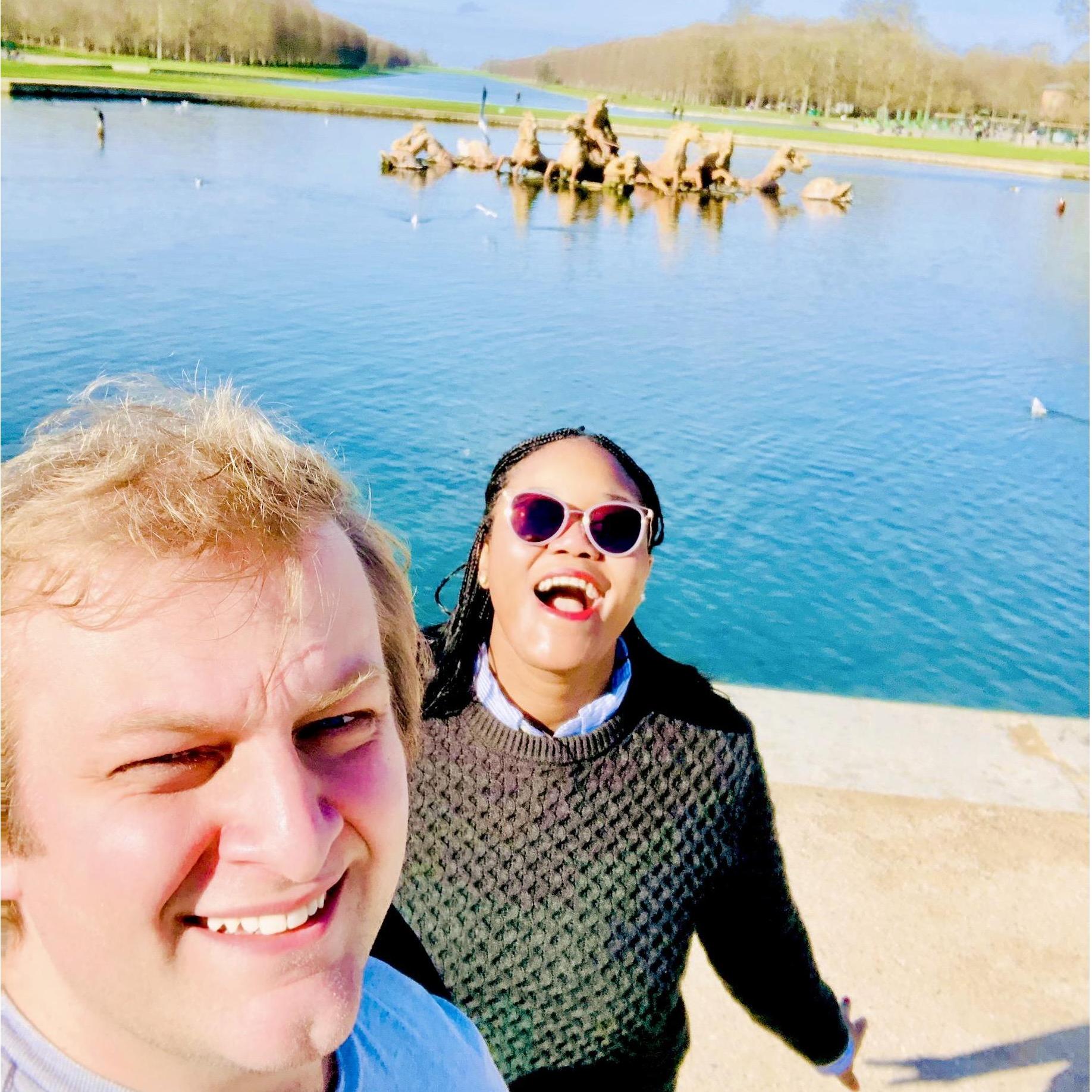 Exploring the gardens of Versailles! Fun fact, Philip was going to propose here! :D