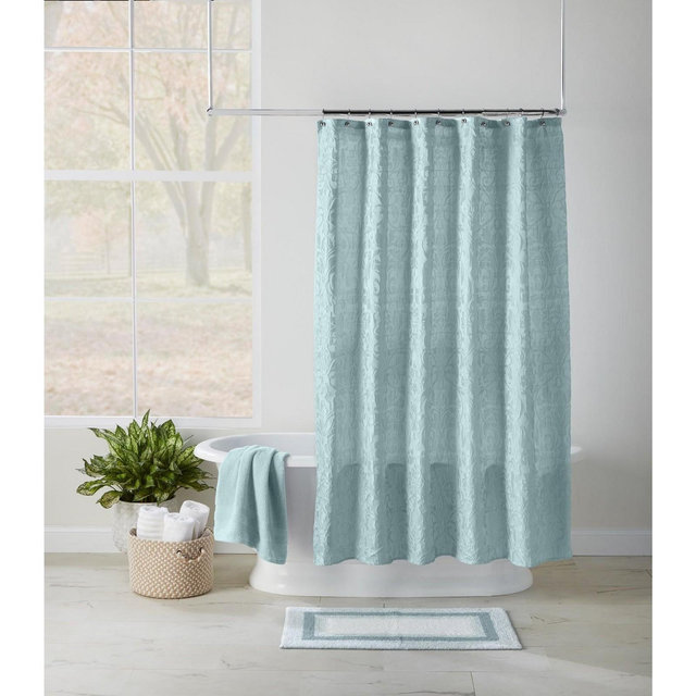 BrylaneHome Amore Shower Curtain 14 Pc Set - Seafoam