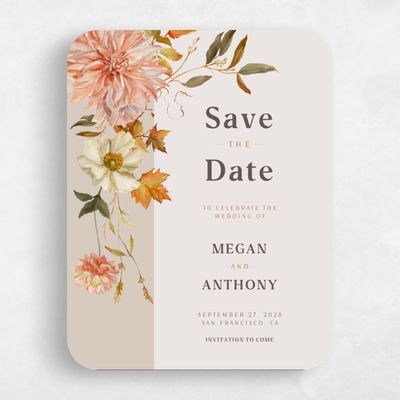 Beige Rounded Wedding Save the Date - Lysete Portrait