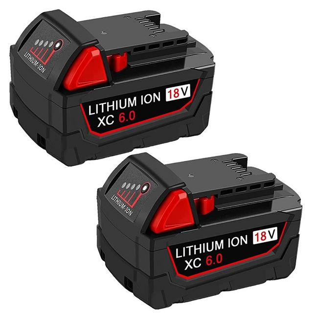 2Packs 6.0Ah High Output M-18 Battery Compatible with Milwaukee 18V Battery Lithium 48-11-1820 48-11-1850 48-11-1828 48-11-10 Cordless Power Tools Batteries
