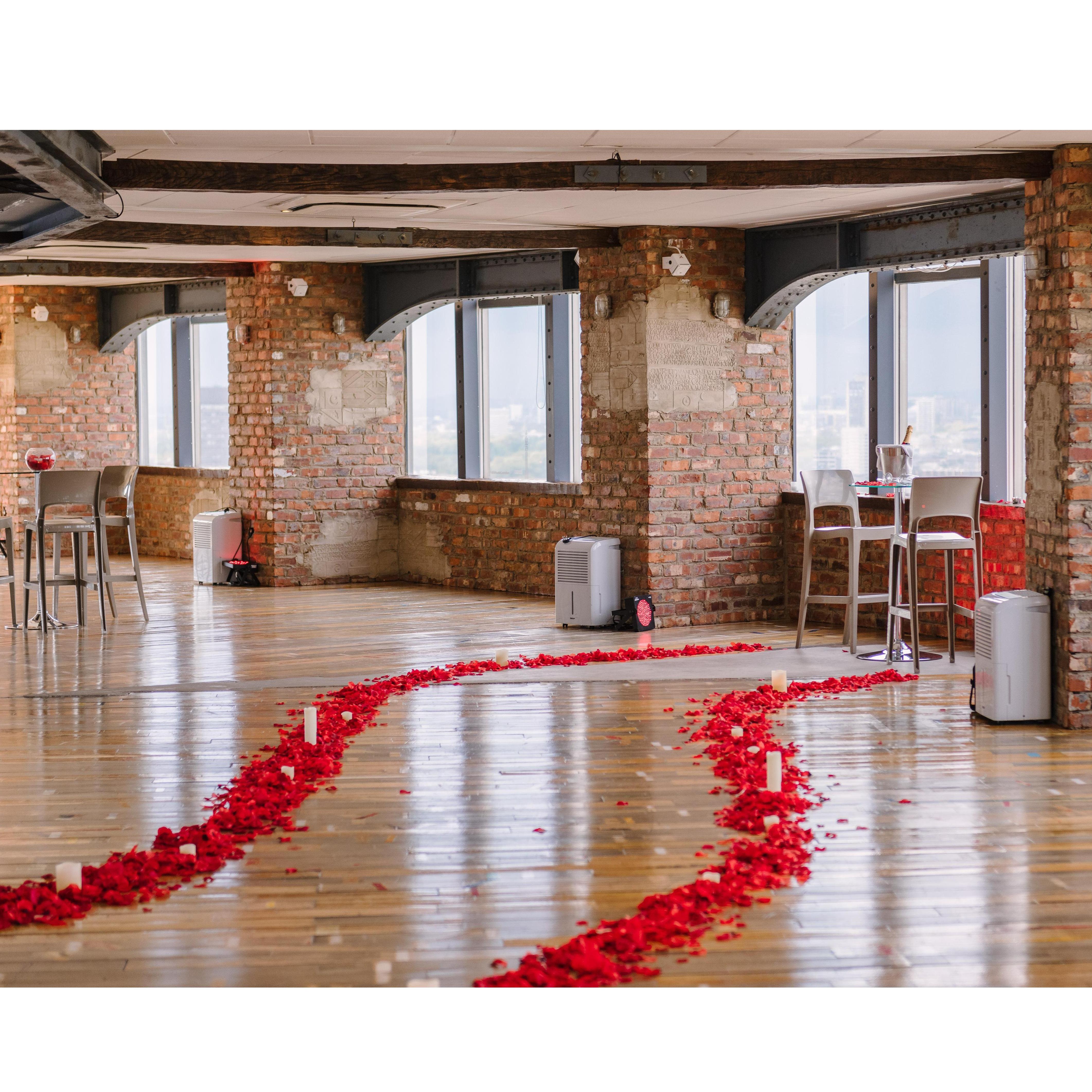 Room set up of where we got engaged in London