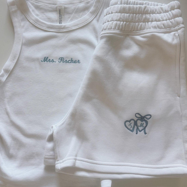 Embroidered Bride Tank and Jogger set | bride sweat set | bridal tank | bachelorette outfit | bride bachelorette outfit | bridal tank top