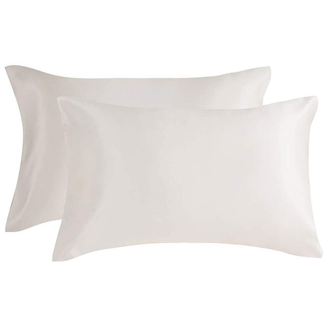 EXQ Home Satin Pillowcase for Hair and Skin,Cooling Pillow Cases King Size Pillow Case Set of 2 Satin Pillow Covers with Envelope Closure Ivory (20x40 inches)