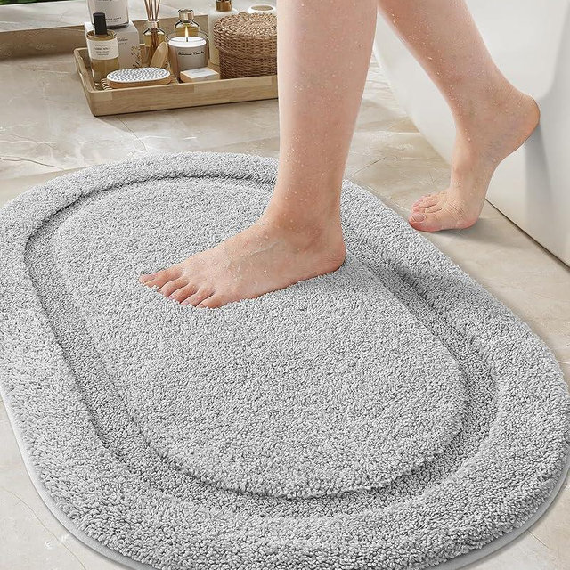 Color&Geometry Grey Bathroom Rugs, Non Slip, Absorbent, Soft, Washable, Thick Bath Mat, 20"x32" Small Bath Rug Bath Mats for Bathroom Floor, Shower, Sink, Vanity