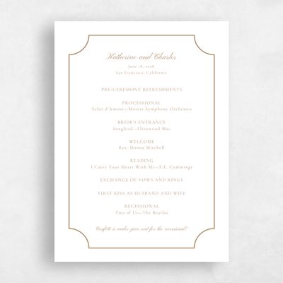 Metallic Bronze, Brown Wedding Program - Blake Letterpress
