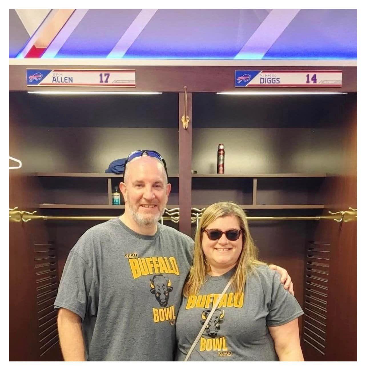 Inside the Buffalo Bills locker room- Dan played in the buffalo bowl which is a fundraiser for Special Olympics.