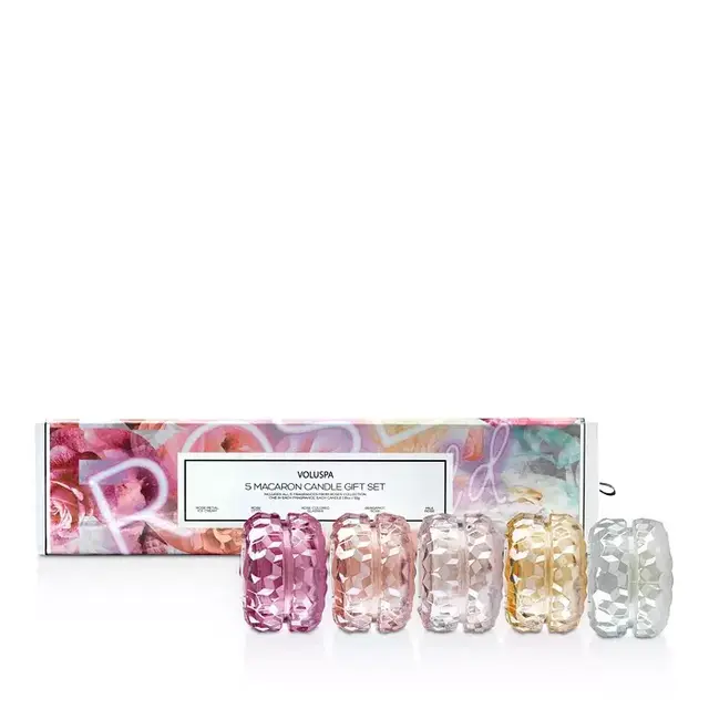 Roses Macaron Candle Gift Box, Set of 5
