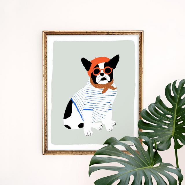 French Bulldog Art Print | French Bulldog Gifts | French Bulldog Home Decor | Paris Giclee | Gallery Wall Set | Gouache Illustration