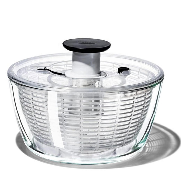 OXO Good Grips Glass Salad Spinner, Large/6.22 Quart, Clear