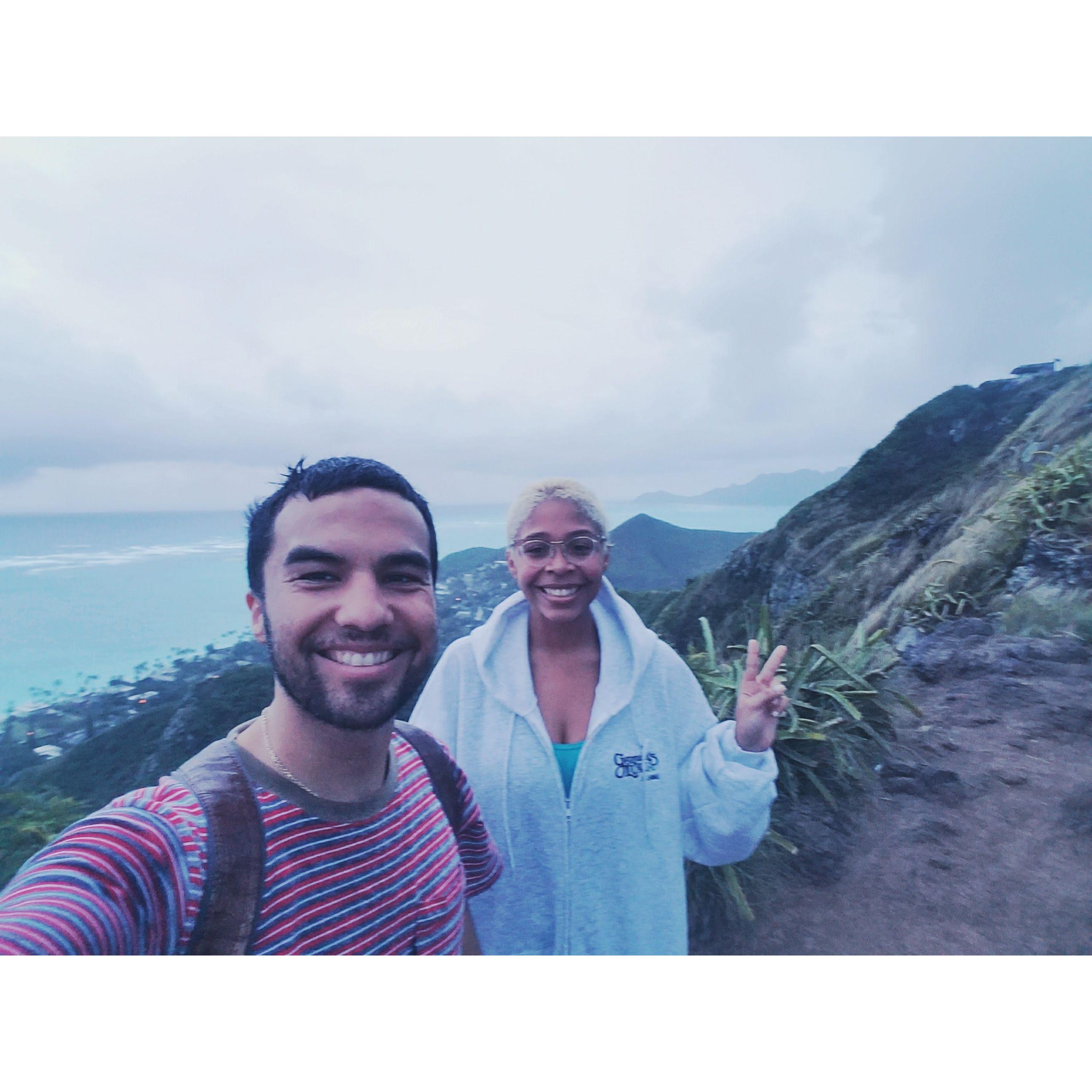 Irish and Ashlyn on a hike in Hawaii. 2017