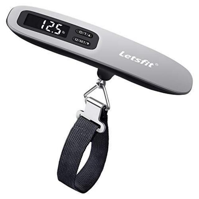 Letsfit Digital Luggage Scale, 110lbs Hanging Baggage Scale with Backlit LCD Display, Portable Suitcase Weighing Scale, Travel Luggage Weight Scale with Hook, Strong Straps for Travelers