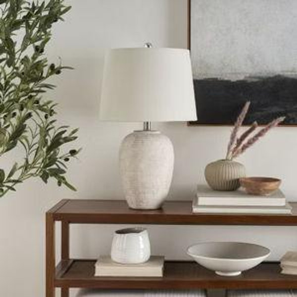 23" Farmhouse Ceramic Urn Pot Table Lamp - Nourison