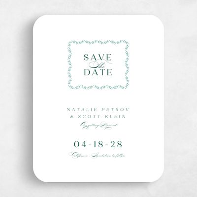 Green Rounded Wedding Save the Date - Kitts Portrait
