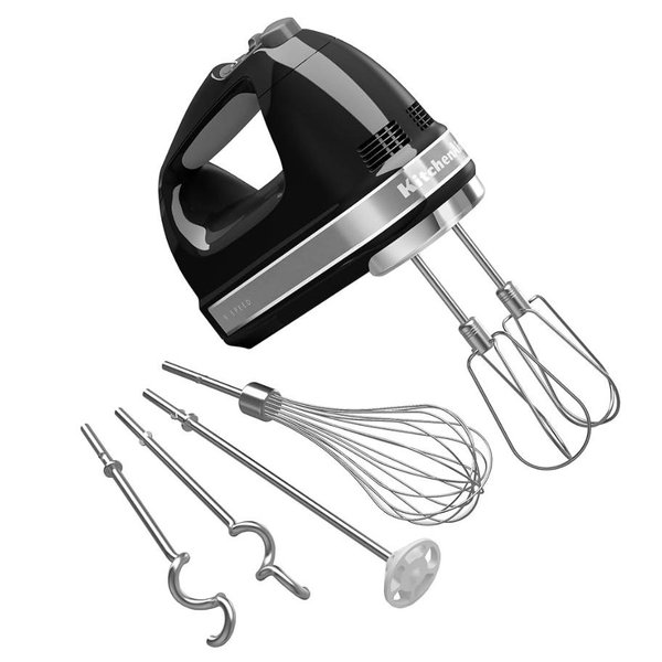 KitchenAid 9-Speed Digital Hand Mixer with Turbo Beater II Accessories and Pro Whisk - Onyx Black