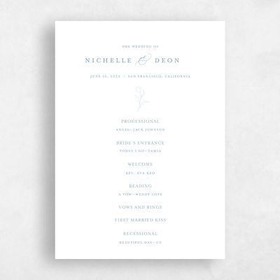 White Wedding Program - Seraphine