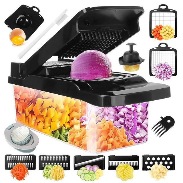SunnySanji Vegetable Chopper-Multifunctional 14 in 1 professional Food chopper - Fruit Chopper - Dicer Cutter -Kitchen Chopper- Veggie Chopper Salad slicer -Egg slicer- Vegetable Slicer Cutter