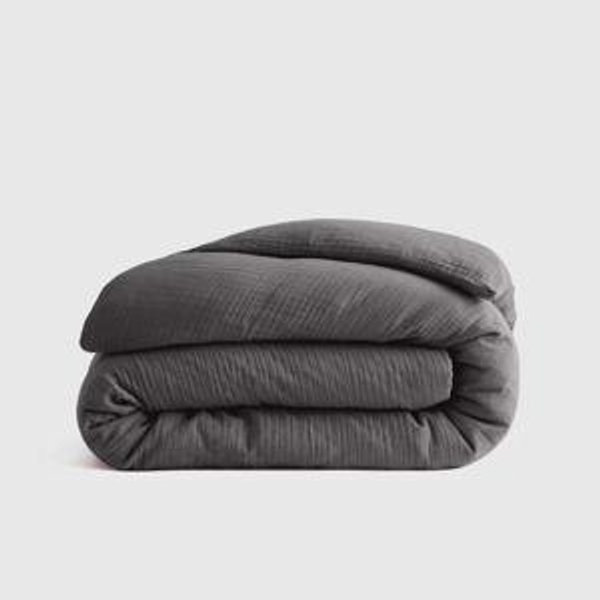 *Charcoal* Organic Airy Gauze Duvet Cover | Quince