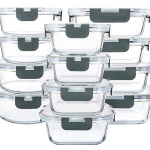 M MCIRCO 24-Piece Glass Food Storage Containers with Upgraded Snap Locking Lids,Glass Meal Prep Containers Set - Airtight Lunch Containers, Microwave, Oven, Freezer and Dishwasher