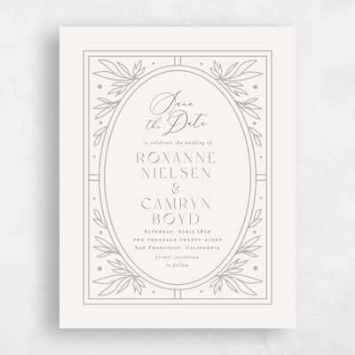 Beige Standard Wedding Save the Date - Poplar Classic