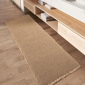 Upgraded Waffle Runner Rug, Super Absorbent Non Slip Bath Mats for Bathroom Floor, Machine Washable Bathroom Runner Rug with Tassels, Ideal for Hallway Bedroom Laundry Room, Brown, 2'x 5'(24" x 60")
