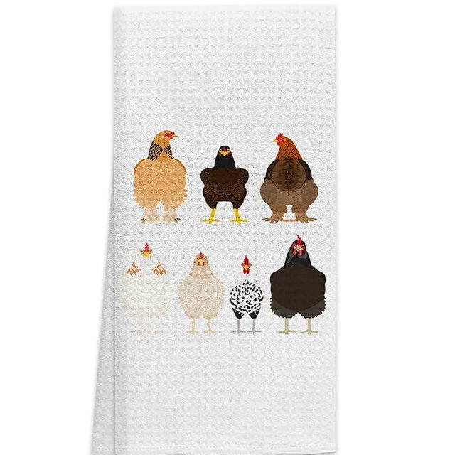 OHSUL Cute Cartoon Chickens Highly Absorbent Kitchen Towels Dish Towels Dish Cloth,Funny Chicken Hand Towels Tea Towel for Bathroom Kitchen Decor,Chicken Lovers Farm Girls Women Gifts