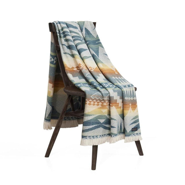 Pendleton Throw Blanket Soft Lightweight Decorative Blanket for Sofa, Couch, or Bed – Mystic Lake Cozy Fall Throw Blanket for Living Room or Bedroom Decor, and Gifts for Women, 50" x 70" (Blue Multi)