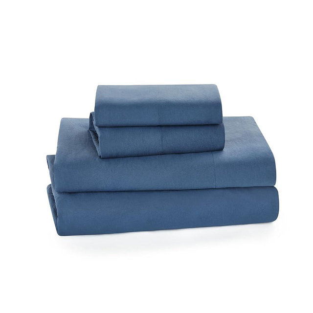 UGG King Sheet Set - 4 Piece Soft & Cozy Bedding with Deep Pocket Fitted Sheet (Fits Up to 15”), Flat Sheet and 2 Pillow Shams - Lightweight Sheets for Home & Bedroom, Navy Blue (Devon)