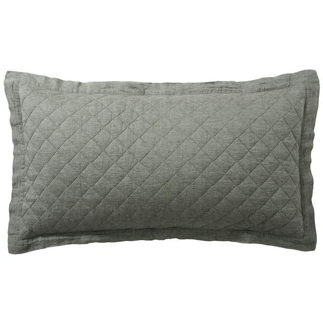 Dark Forest Belgian Flax Linen Diamond Quilted Shams, King, Set of 2