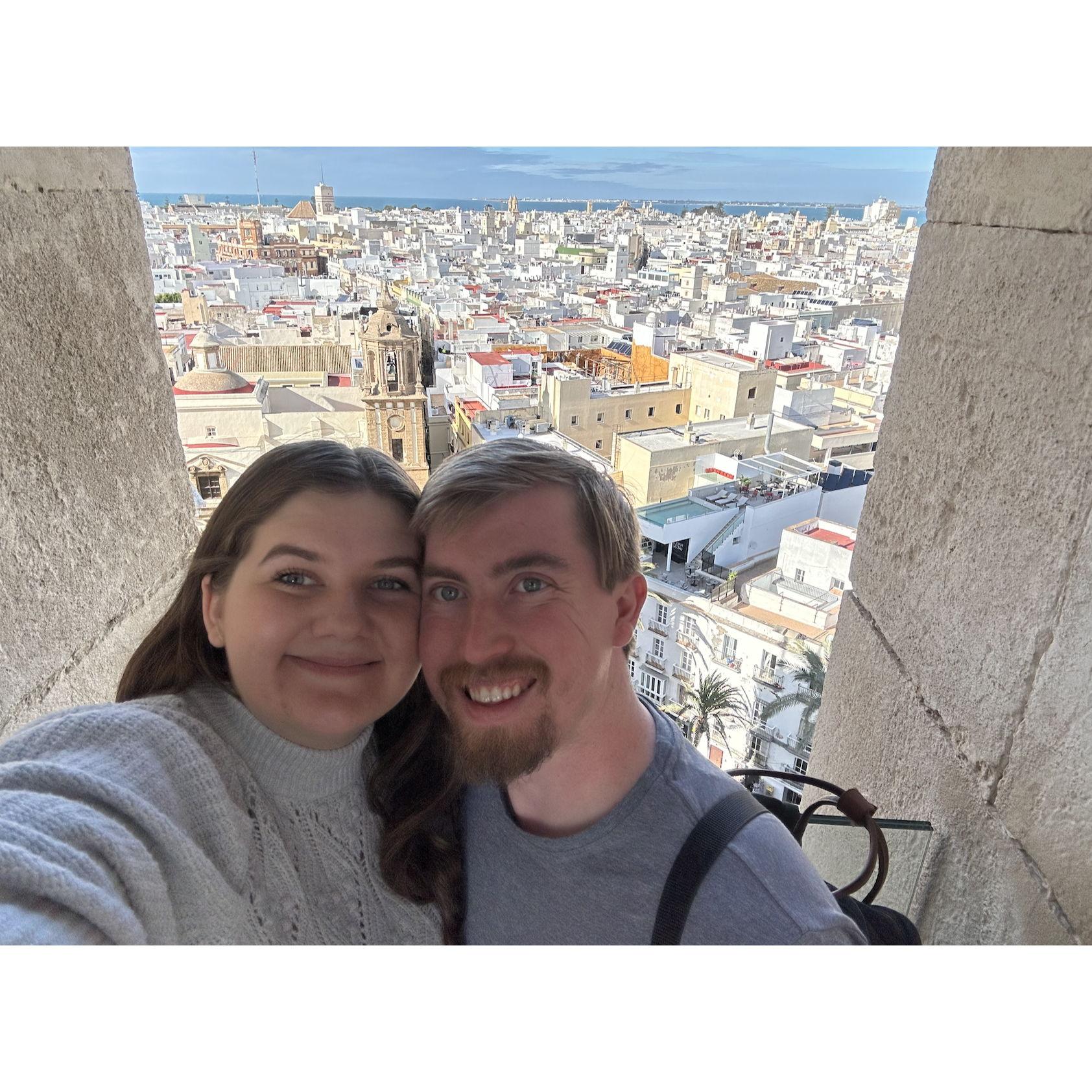 We hiked to the top of a cathedral in Cadiz, Spain for this photo.