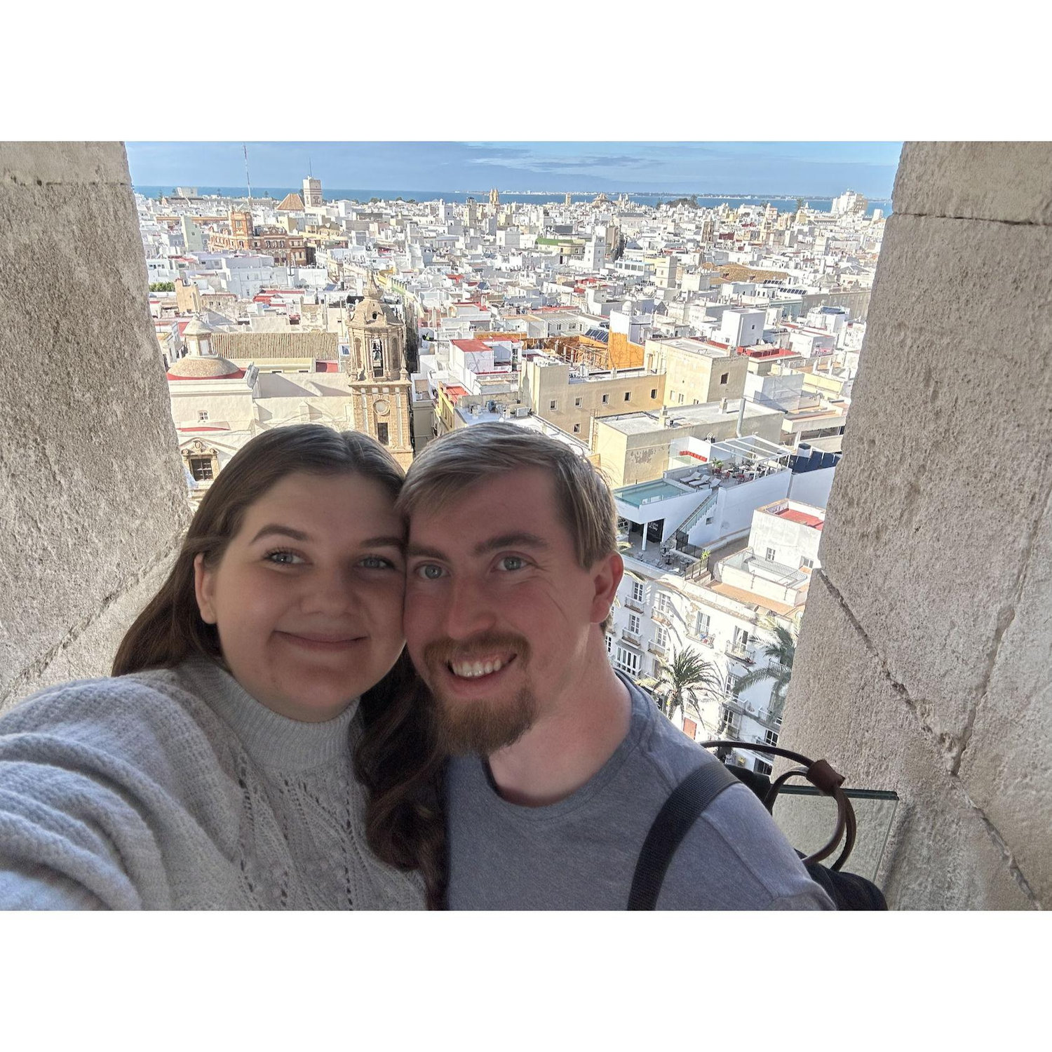 We hiked to the top of a cathedral in Cadiz, Spain for this photo.