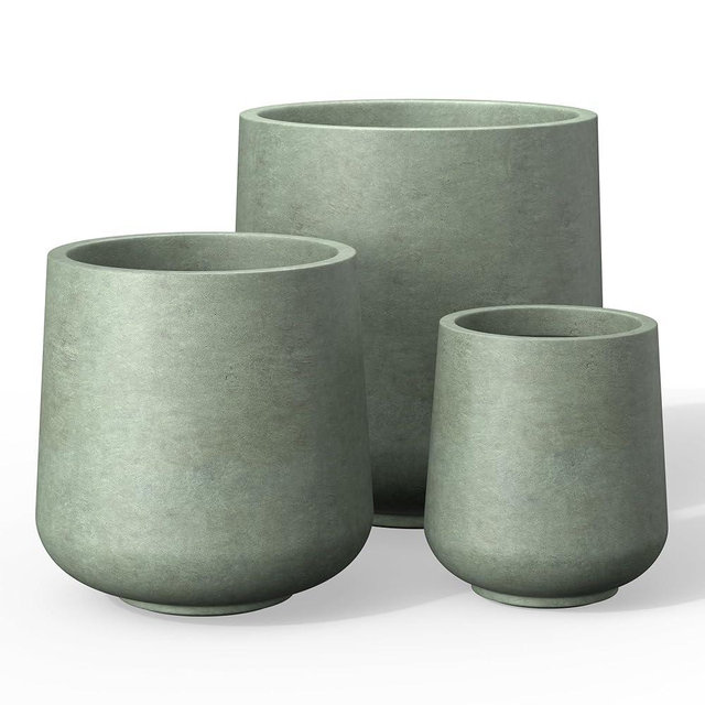 Kante 15.3"+11.6"+8.2" Dia Round Concrete Planter, Large Outdoor Indoor Planter Pots Containers with Drainage Holes and Rubber Plug for Home Garden Patio, Mint Green