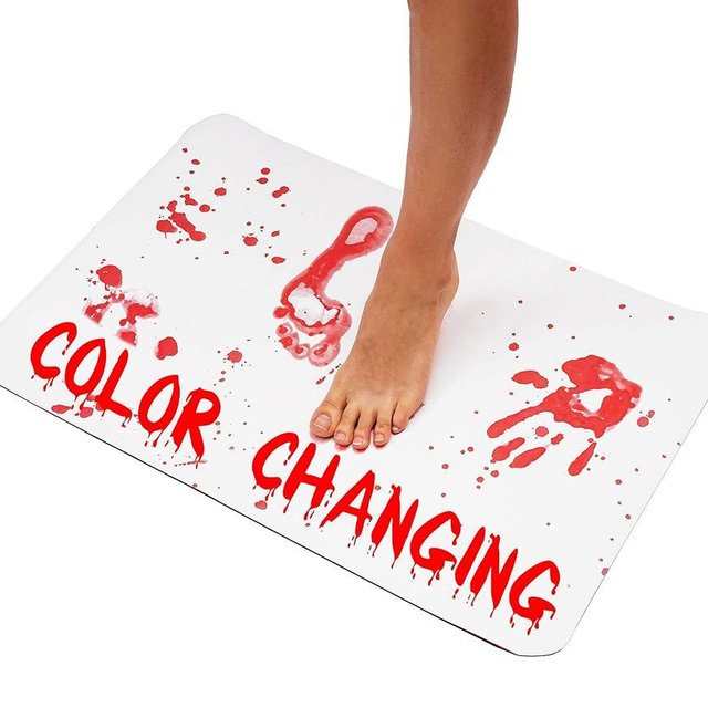 Goody Products The Murder Mat Bath Mat Changes Color Instantly Turns Red When Wet Shower Mat Shows Blood Bathroom Rug - Patent Pending